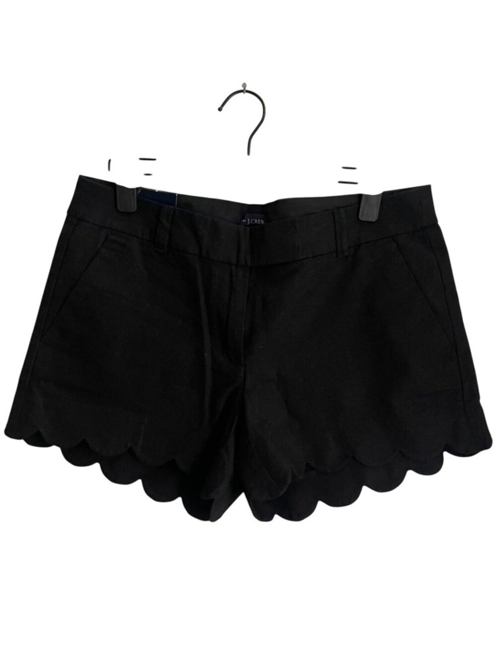 J Crew NWT Black Linen Blend Scalloped Hem 4” Inseam Shorts Size 8 Coastal Boho